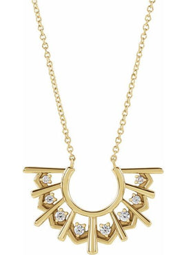 14K Rose Gold 1/8 CTW Natural Diamond Fan 16