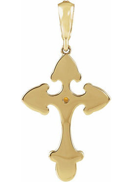 Sterling Silver Natural Citrine & .06 CTW Natural Diamond Cross 16-18
