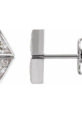 14K White Gold 1/4 CTW Natural Diamond Two-Stone Bezel-Set Earrings