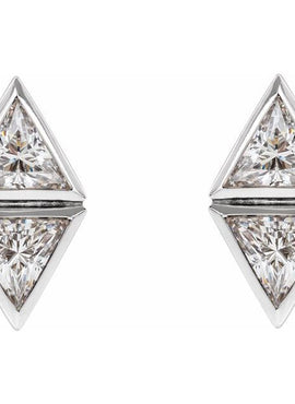 14K White Gold 1/4 CTW Natural Diamond Two-Stone Bezel-Set Earrings