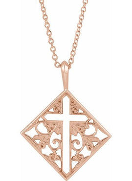 Sterling Silver 23.39x18 mm Ornate Pierced Cross Pendant