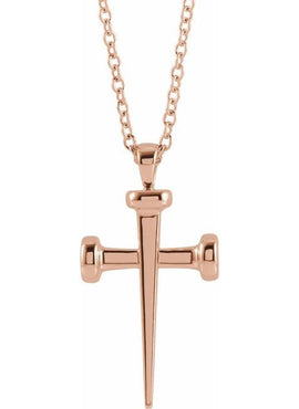 14K Rose Gold 	28x14.71 mm Nail Cross Pendant