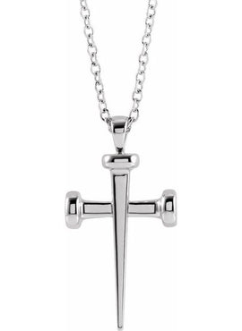 14K Rose Gold 	28x14.71 mm Nail Cross Pendant