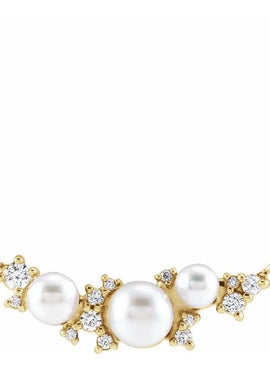 14K Yellow Gold Cultured White Akoya Pearl & .08 CTW Natural Diamond 16