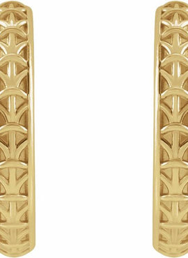 14K Yellow Gold Geometric 13.5 mm Hoop Earrings