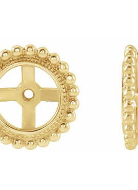 14K Yellow Gold Beaded Earring Jackets