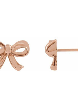 14K White Gold Bow Earrings