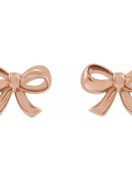 14K White Gold Bow Earrings