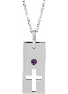 14K Rose Gold Natural Mozambique Garnet Cross Bar 16-18