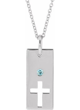 14K Rose Gold Natural Mozambique Garnet Cross Bar 16-18