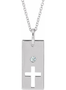 14K Rose Gold Natural Mozambique Garnet Cross Bar 16-18