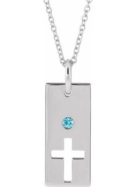 14K Rose Gold Natural Mozambique Garnet Cross Bar 16-18