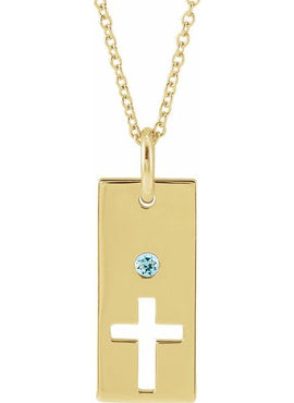 14K Rose Gold Natural Mozambique Garnet Cross Bar 16-18