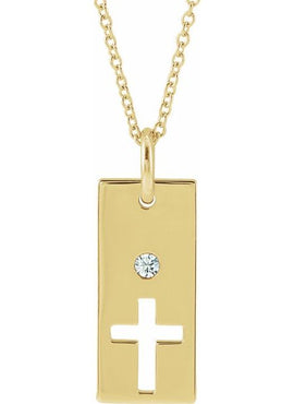 14K Rose Gold Natural Mozambique Garnet Cross Bar 16-18