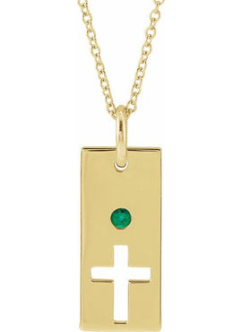 14K Rose Gold Natural Mozambique Garnet Cross Bar 16-18