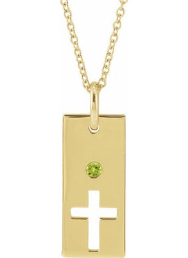 14K Rose Gold Natural Mozambique Garnet Cross Bar 16-18