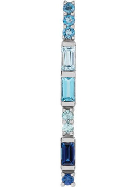 14K Rose Gold Natural Blue Multi-Gemstone Bar Pendant