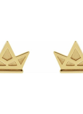 Platinum Tiny Crown Earrings