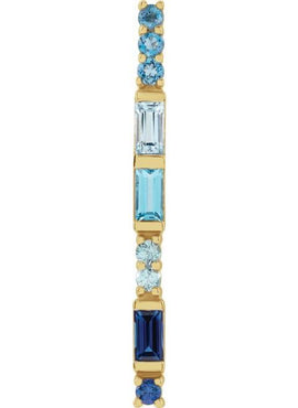 14K Rose Gold Natural Blue Multi-Gemstone Bar Pendant