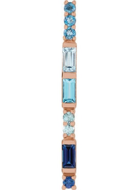 14K Rose Gold Natural Blue Multi-Gemstone Bar Pendant