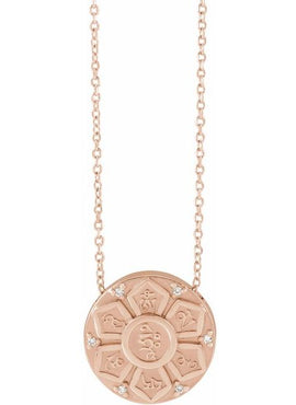 14K White Gold .03 CTW Natural Diamond Mantra  Pendant