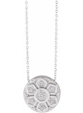 14K White Gold .03 CTW Natural Diamond Mantra  Pendant