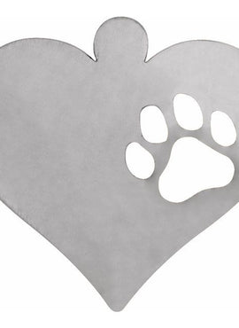 14K Yellow Gold 20 Gauge Heart & Paw Print Stamping with External Undrilled Eyelet