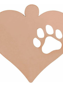 14K Yellow Gold 20 Gauge Heart & Paw Print Stamping with External Undrilled Eyelet
