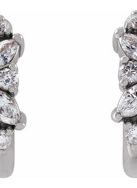 Sterling Silver 1/6 CTW Natural Diamond Huggie Earrings