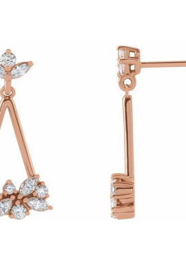 Sterling Silver 5/8 CTW Natural Diamond Geometric Cluster Earrings