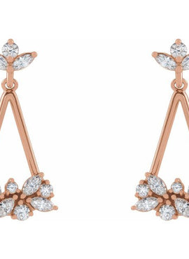 Sterling Silver 5/8 CTW Natural Diamond Geometric Cluster Earrings