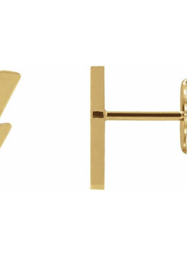 14K Yellow Gold Tiny Lightning Bolt Left Earring
