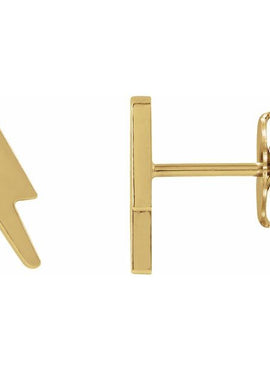 14K Yellow Gold Tiny Lightning Bolt Left Earring