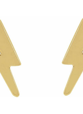 14K Yellow Gold Tiny Lightning Bolt Left Earring