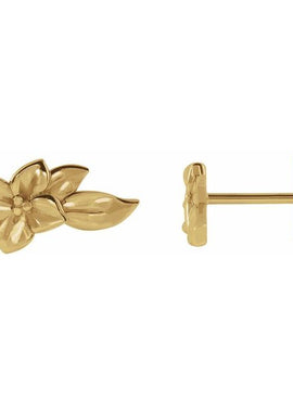 14K White Gold Flower Earrings