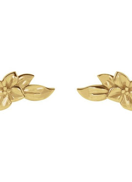 14K White Gold Flower Earrings