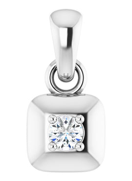 14K White Gold .06 CT Diamond Solitaire Pendant