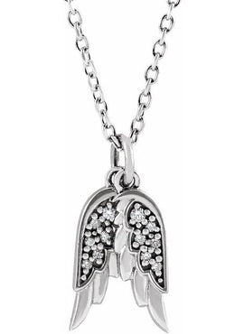 14K Rose Gold .03 CTW Natural Diamond Angel Wings Pendant