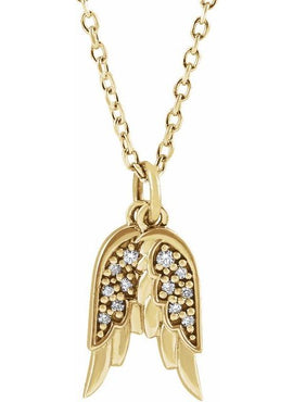 14K Rose Gold .03 CTW Natural Diamond Angel Wings Pendant