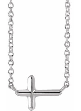 14K Rose Gold Sideways Cross 18