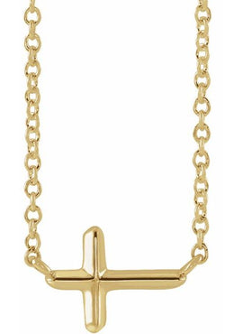 14K Rose Gold Sideways Cross 18