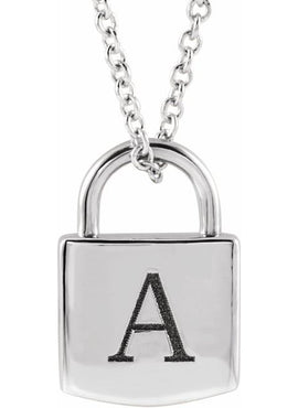 14K Yellow Gold Engravable Lock Pendant