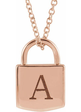 14K Yellow Gold Engravable Lock Pendant