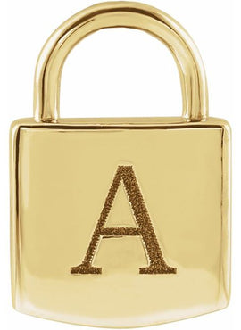 14K Yellow Gold Engravable Lock Pendant