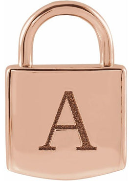 14K Yellow Gold Engravable Lock Pendant