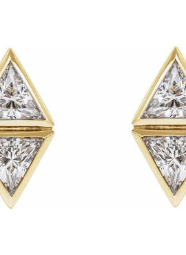 14K White Gold 1/4 CTW Natural Diamond Two-Stone Bezel-Set Earrings