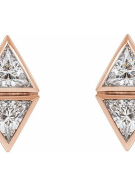 14K White Gold 1/4 CTW Natural Diamond Two-Stone Bezel-Set Earrings