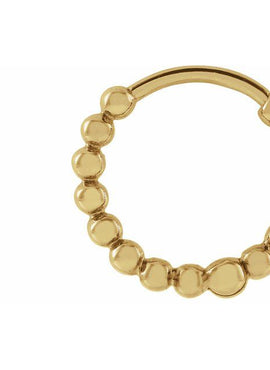 14K Yellow Gold Beaded 11 mm Hoop Earrings