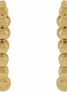 14K Yellow Gold Beaded 11 mm Hoop Earrings