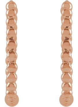 14K Yellow Gold Beaded 11 mm Hoop Earrings